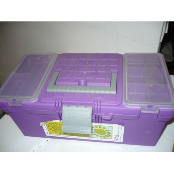 boite caisse rangement outils pêche couture vide fushia/grise 40*20*17.5 1 compart int 3297860043217