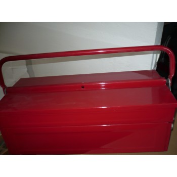caisse boite à outils vide acier rouge 43*22*16 cm 2 compartiment intérieur 2 hauteurs cadenassable acier