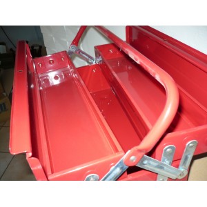 caisse boite à outils vide acier rouge 43*22*16 cm 2 compartiment intérieur 2 hauteurs cadenassable 3297860043224