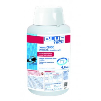 Chlore choc granulés piscine 4.8kg BLUE TECH TP2 dissolution rapide rattrape eau verte trouble 3521689121482