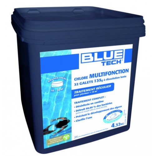 Chlore lent galet multifonctions TP2 eau piscine 4.32kg désinfecte