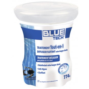 Diffuseur flottant traitement désinfectant anti algues clarifiant complet eau piscine 10-30m3 longue durée BLUE TECH 35216891...