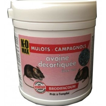 Anti mulot campagnol avoine décortiqué brodifacoum 50gr KOMAX 3478000004385