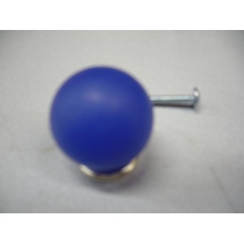 bouton bleu acidulé satiné en résine Ø 32 mm+ vis 3297867151373
