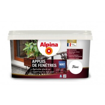 Peinture monocouche spéciale appuis de fenêtre Blanc mat 2L ALPINA application direct sur support 3700178342847