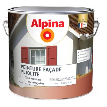 Peinture façade pliolite Blanc mat 2.5L ALPINA haute résistance aux intempéries idéal murs abimés 3700178340133