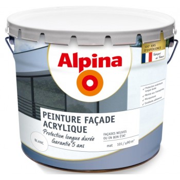 Peinture façade résine acrylique blanc 10L ALPINA protection longue durée 3700178308966