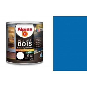 Peinture spéciale bois Bleu azur satin 0.5L ALPINA microporeux protège décor lessivable 3700178343387
