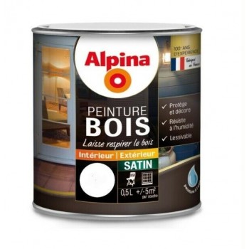 Peinture spéciale bois Banc satin 0.5L ALPINA microporeux protège décor lessivable 3700178343301