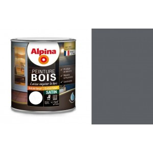 Peinture spéciale bois Gris graphite satin 0.5L ALPINA microporeux protège décor lessivable 3700178343363
