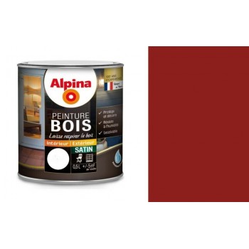 Peinture spéciale bois Rouge basque satin 0.5L ALPINA microporeux protège décor lessivable 3700178343332