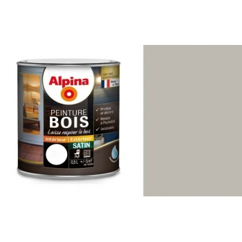 Peinture spéciale bois Gris souris satin 0.5L ALPINA microporeux protège décor lessivable 3700178343356