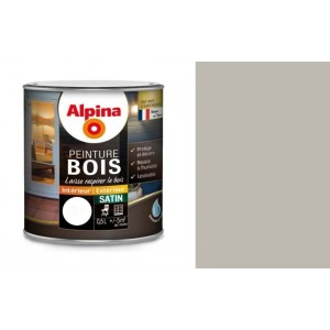 Peinture spéciale bois Gris souris satin 0.5L ALPINA microporeux protège décor lessivable 3700178343356