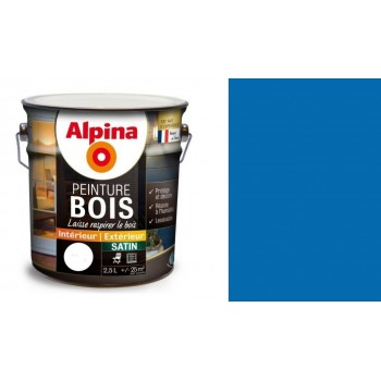 Peinture spéciale bois Bleu azur satin 2.5L ALPINA microporeux protège décor lessivable 3700178343479