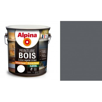 Peinture spéciale bois Gris graphite satin 2.5L ALPINA microporeux protège décor lessivable 3700178343455