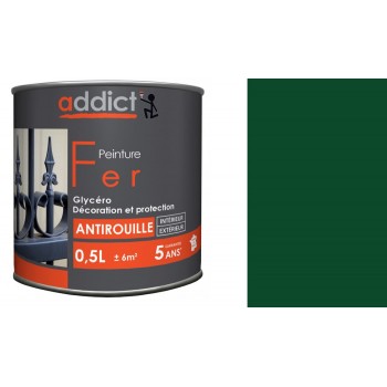 Peinture fer glycéro antirouille Vert mousse brillant 0.5L ADDICT décoration protection intérieur extérieur 3661521113975