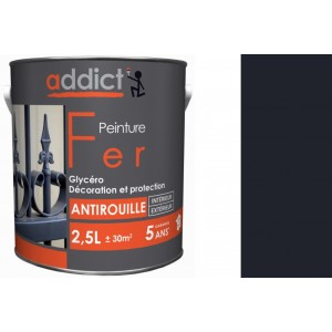 Peinture fer glycéro antirouille Gris anthracite brillant 2.5L ADDICT décoration protection intérieur extérieur 3661521127279