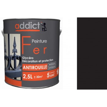 Peinture fer glycéro antirouille Noir mat 2.5L ADDICT décoration protection intérieur extérieur 3661521127293