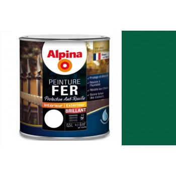 Peinture fer antirouille Vert meleze brillant 0.5L ALPINA décoration protection Résiste aux choc humidité 3700178343530