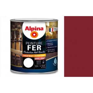 Peinture fer antirouille Bordeaux brillant 0.5L ALPINA décoration protection Résiste aux choc humidité 3700178343547