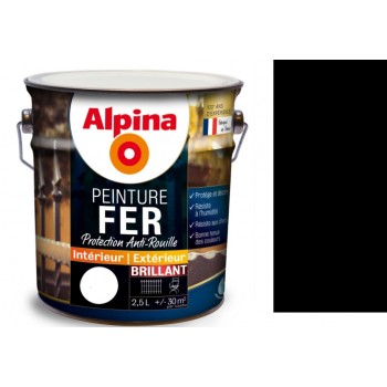 Peinture fer antirouille Noir brillant 2.5L ALPINA décoration protection intérieur extérieur 3700178343561