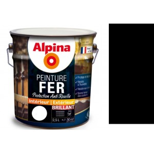 Peinture fer antirouille Noir brillant 2.5L ALPINA décoration protection intérieur extérieur 3700178343561