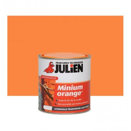 Peinture minium orange JULIEN 0.25l primaire sous couche antirouille anticorrosion métaux ferreux 3256611071022