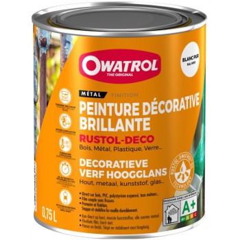 Peinture décorative tous supports antirouille renforcé rustol deco blanc brillant 0.75L OWATROL 3285820056407