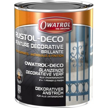 Peinture décorative tous supports antirouille renforcé rustol deco blanc brillant 2.5L OWATROL 3297971709224