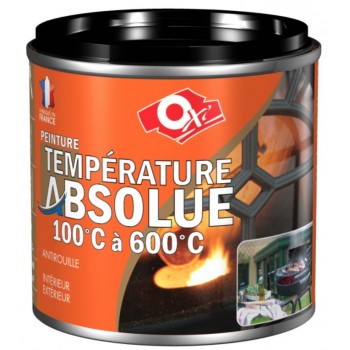 Peinture haute température max 600°C noir 125ML OXI rénovation protection des supports 3285820036454