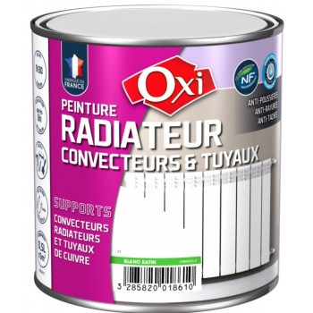 Peinture radiateur convecteur canalisation tuyauterie fonte acier blanc satin 0.5L OXI 3285820018610