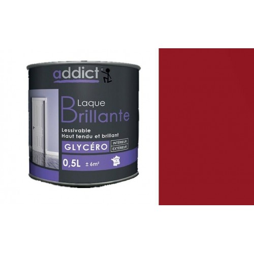 Peinture glycéro rouge vif cerise brillant déco tous supports 0.5L ADDICT 3661521113371