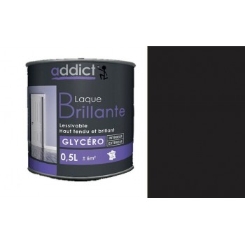 Peinture glycéro noir brillant déco tous supports 0.5L ADDICT 3661521113579