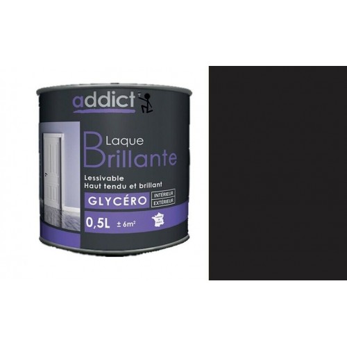 Peinture glycéro noir brillant déco tous supports 0.5L ADDICT 3661521113579