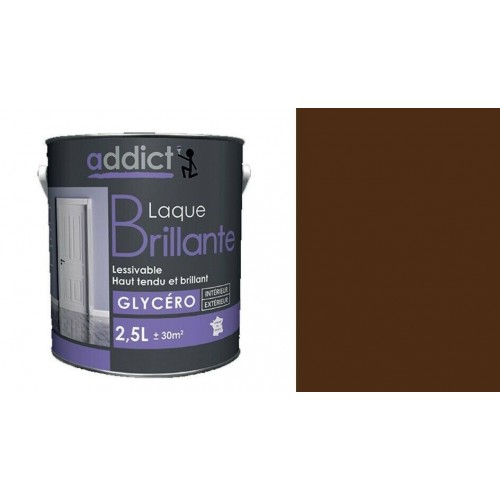 Peinture glycéro déco tous supports Marron brun brillant 2.5L ADDICT 3661521113562
