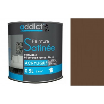 Peinture acrylique décoration intérieur marron chocolat satin 0.5l ADDICT multi supports 3661521112794