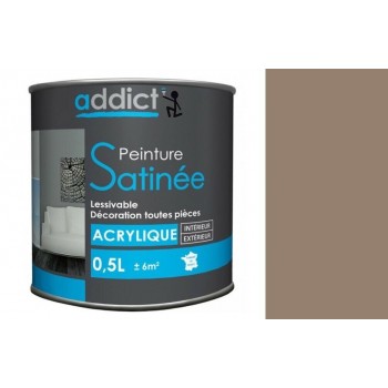 Peinture acrylique décoration intérieur couleur galet satin 0.5l ADDICT multi supports 3661521119090