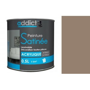 Peinture acrylique décoration intérieur couleur galet satin 0.5l ADDICT multi supports 3661521119090
