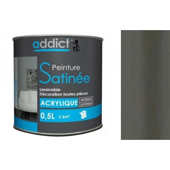 Peinture acrylique décoration intérieur gris manganèse anthracite satin 0.5l ADDICT multi supports 3661521127101