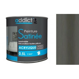 Peinture acrylique décoration intérieur gris manganèse anthracite satin 0.5l ADDICT multi supports 3661521127101