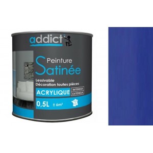 Peinture acrylique décoration intérieur bleu marine satin 0.5l ADDICT multi supports 3661521118994