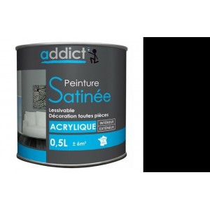 Peinture acrylique décoration intérieur noir satin 0.5l ADDICT multi supports 3661521112800
