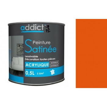 Peinture acrylique décoration intérieur orange satin 0.5l ADDICT multi supports 3661521134475