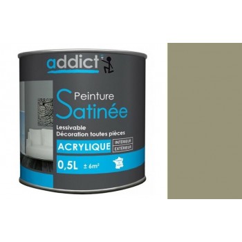 Peinture acrylique décoration intérieur vert olive satin 0.5l ADDICT multi supports 3661521113197