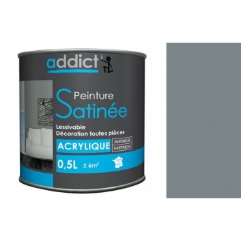 Peinture acrylique décoration intérieur gris béton satin 0.5l ADDICT multi supports 3661521119168