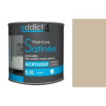 Peinture acrylique décoration intérieur couleur castor satin 0.5l ADDICT multi supports 3661521127118