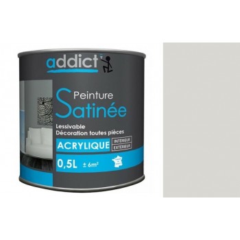 Peinture acrylique décoration intérieur gris cendre satin 0.5l ADDICT multi supports 3661521112817