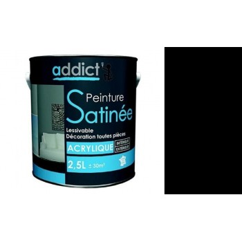 Peinture acrylique décoration intérieur noir satin 2.5l ADDICT multi supports 3661521112978