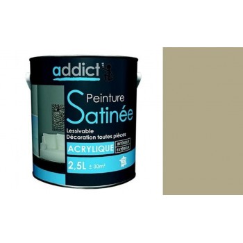 Peinture acrylique décoration intérieur couleur taupe satin 2.5l ADDICT multi supports 3661521112930