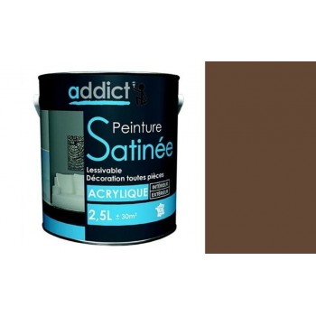 Peinture acrylique décoration intérieur marron chocolat satin 2.5l ADDICT multi supports 3661521112961